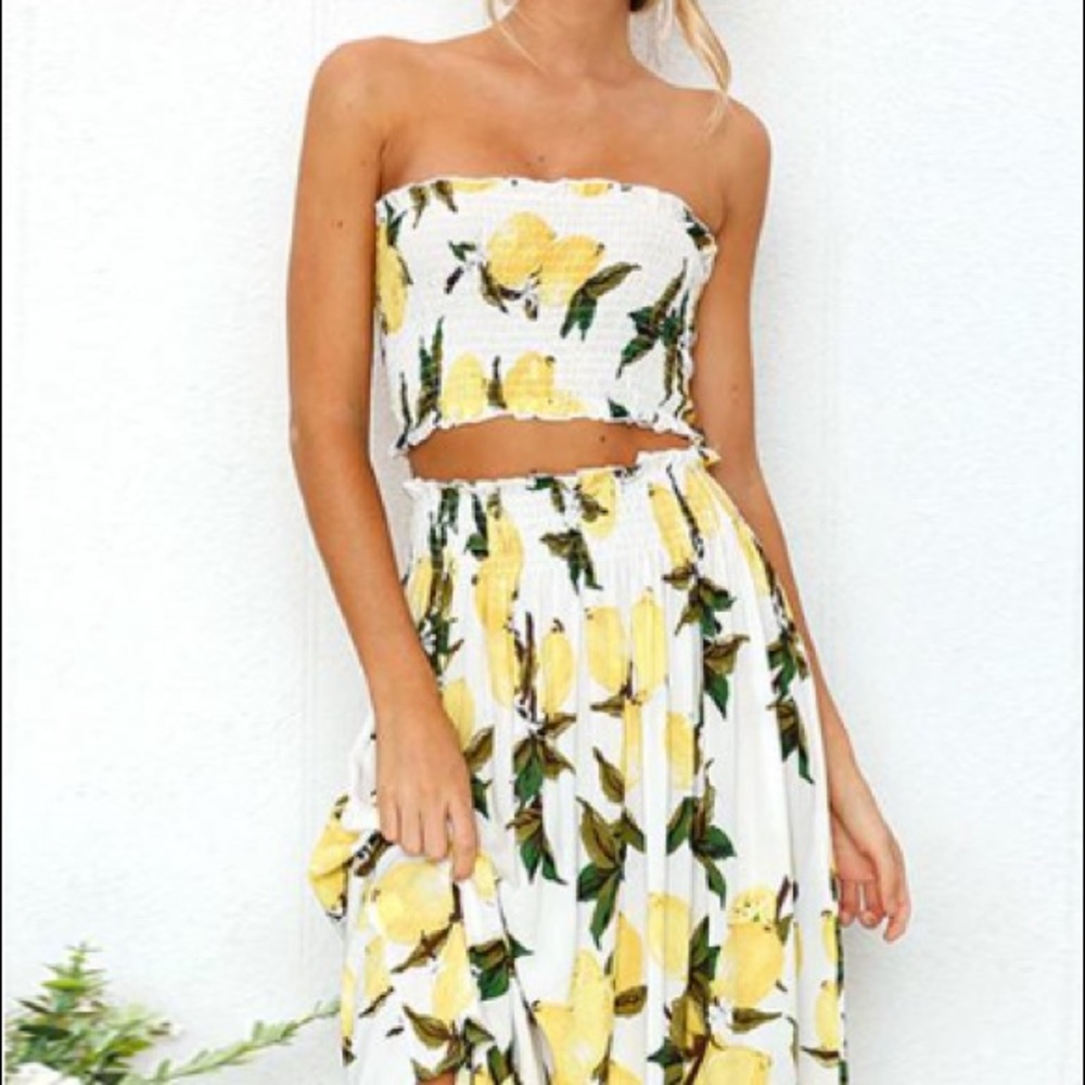 Brand new two-piece lemon-print dress